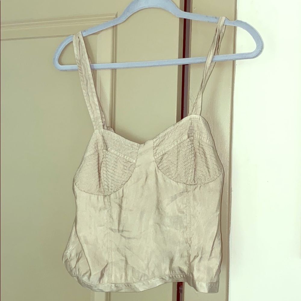 Trouve Tan Crop Top Tank with Zipper Size Medium M